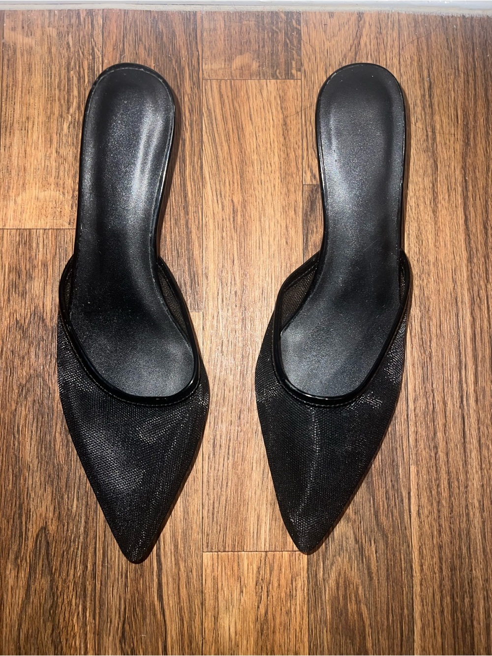 Black Pointed-Toe Mule Heels - Women